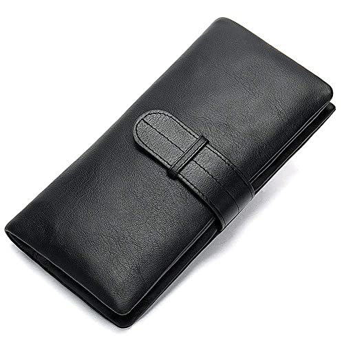 Photo de BGFYUSF Portefeuille pour Homme Portefeuille Fin pour Homme Porte-Monnaie en Cuir Portefeuille d'affaires Long Porte-Cartes de crédit Portefeuille avec Poche pour，Black-9x19x1.5cm