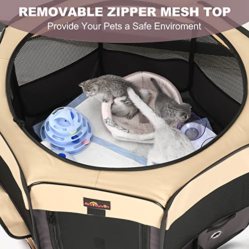 Aivituvin Dog Playpen, Large 45" Portable Foldable Pet Playpens And Puppy Playpen, Exercise Playpen Tent Indoor/Outdoor Use, With Water-Resistant And Removable Shade Cover For Dogs Cats #TOP5