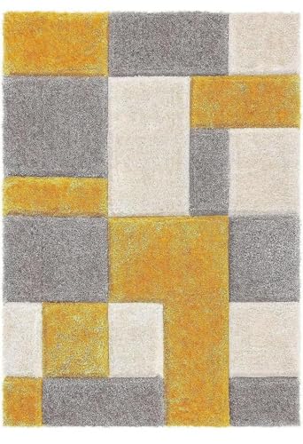 Image of Shaggy Carpet for Home 2 x 6 Feet Ultra-Soft, Thick, and Stylish Shag Texture Ideal for Living Room, Bedroom, or Office - Easy to Clean and Perfect (Yellow Gray Beige,)