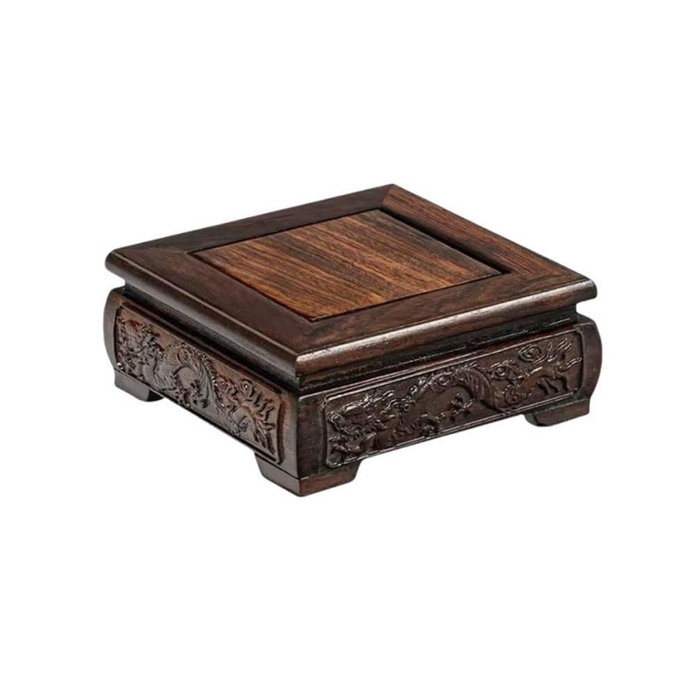 birene Vase Stand Miniature Ebony Wooden Standing Bonsai Bases Tea Sets Vase Home Figurine Display Stand(L)