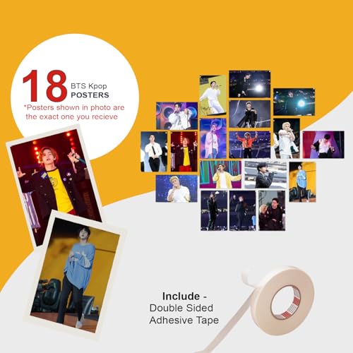 Image of ATEVON BTS K-Pop Mini Poster Set - Pack of 18 Wall Posters (4x6 Inches) Featuring Jin, Suga, J-Hope, RM, Jimin, V & Jungkook | Idol Decor for Bedroom, Locker, Gifting & Fan Collection