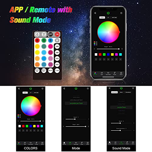 Image of CHINLY Starlight Headliner Kit 260pcs 6.5ft 0.03in Starlights RGBW Fiber Optic Lights,APP+Remote Control Star Headliner Kit, Car Star Lights for Car Roof