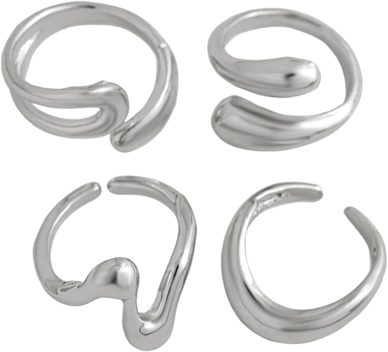 Stacked Glossy Teardrop Open Knuckle Rings Set for Women,Retro Minimalist Geometric Aesthetics Line Finger Rings,Personalized Jewelry Accessories Gifts - Image 8