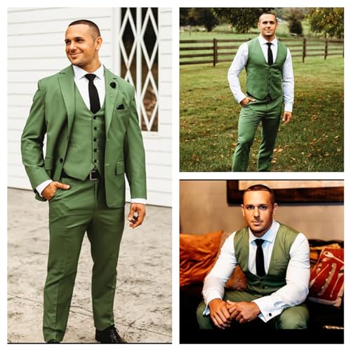 Image of 3 Pieces Business Mens Suit Notch Lapel Blazer Formal Wedding Groom Pants Tux Vest Tuxedos