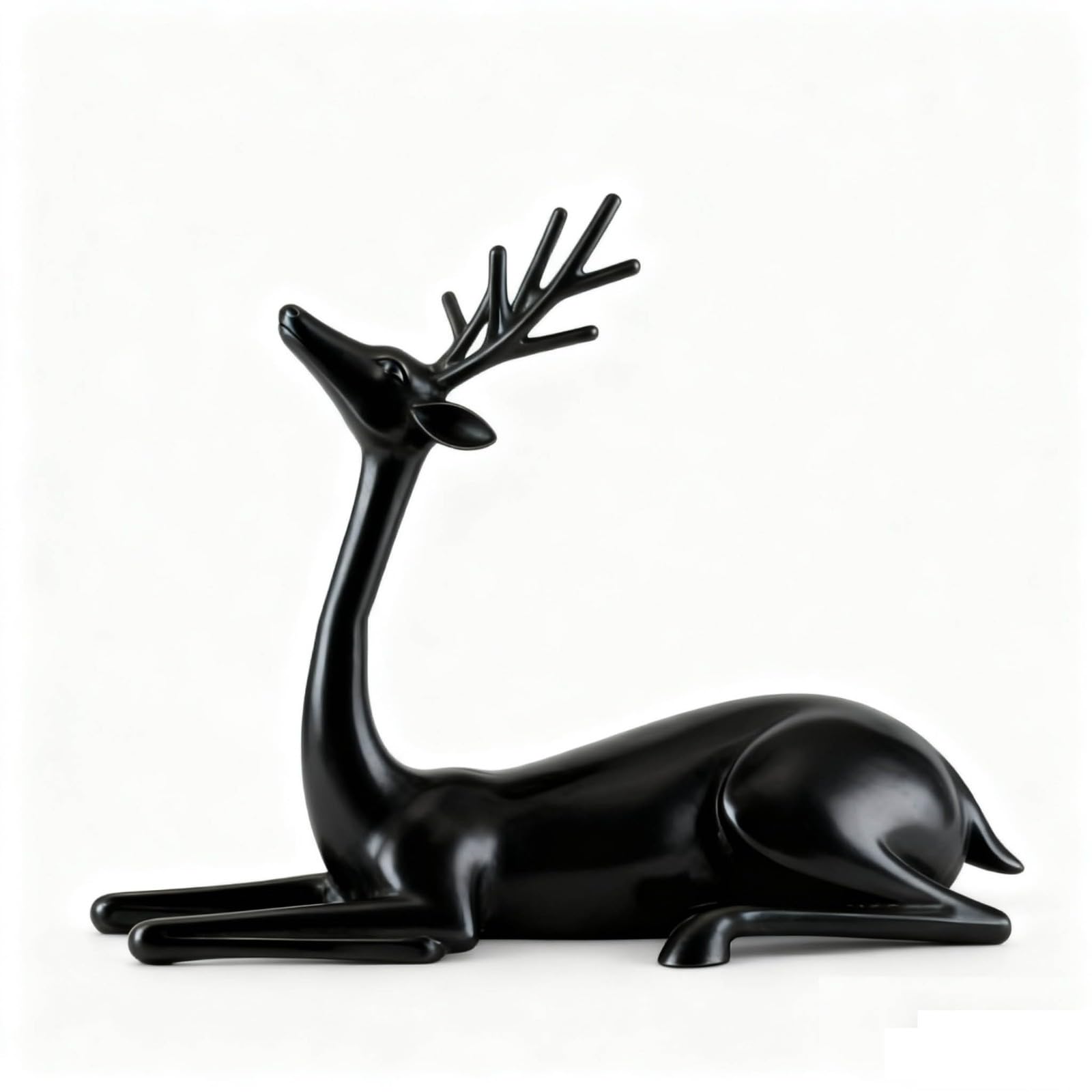Reindeer Christmas Decorations, Reindeers Statues Imitation Metal Deer Sculpture, Christmas Reindeer Ornaments For Living Room, Black Reindeer Ornaments For Mantel Fireplace Home Decor (B#1PC) โ image 1