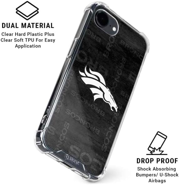Skinit Clear Phone Case Compatible with iPhone 16e - Officially Licensed NFL Denver Broncos Black & White Design