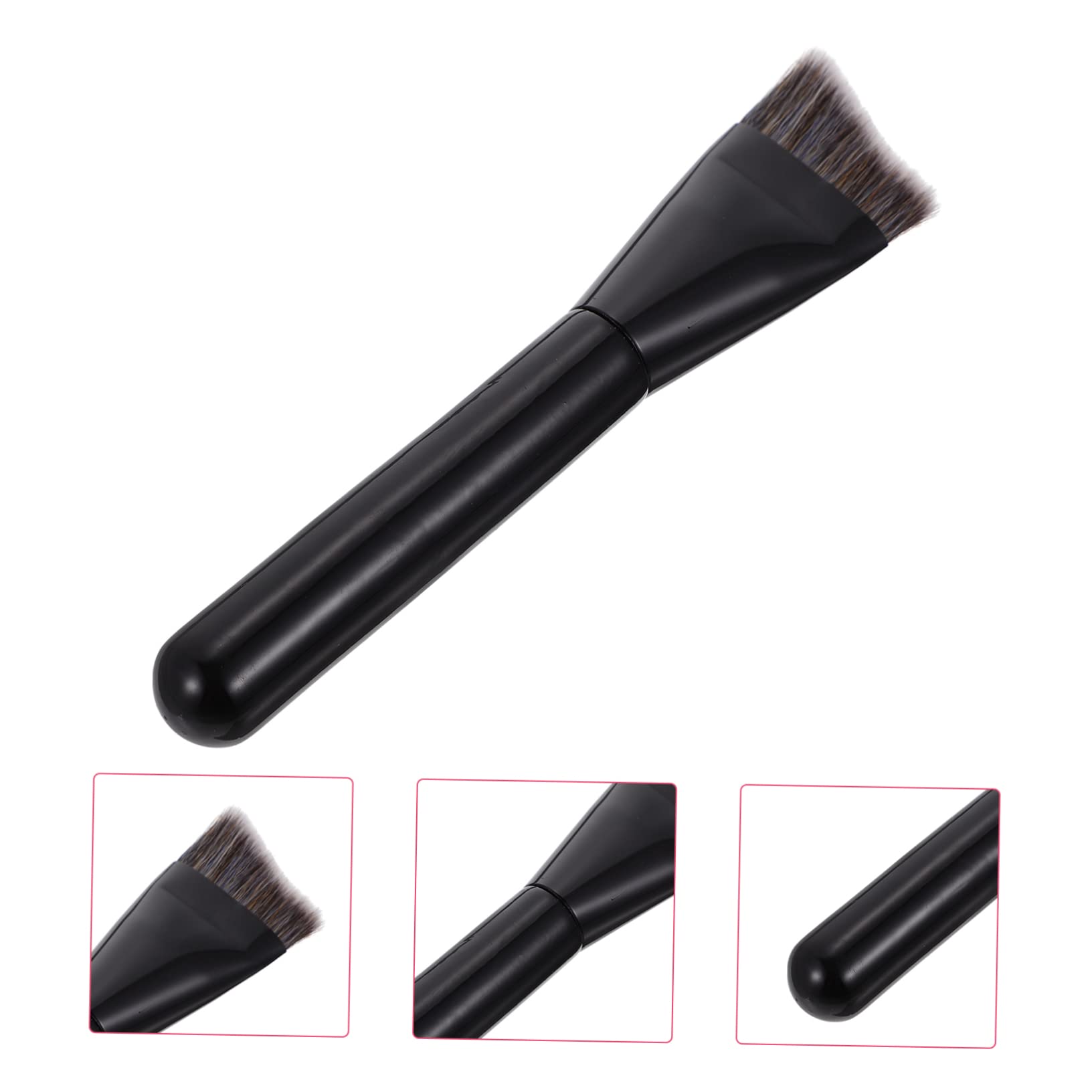 Beatifufu Oval Makeup Brush Foundation V-shaped Fixed-point Contouring Brush Wooden