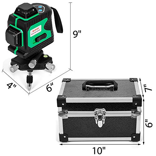 Guellin 3D & 12 Líneas Nivel Láser Verde 360 °Rayo Autonivelación Medición...