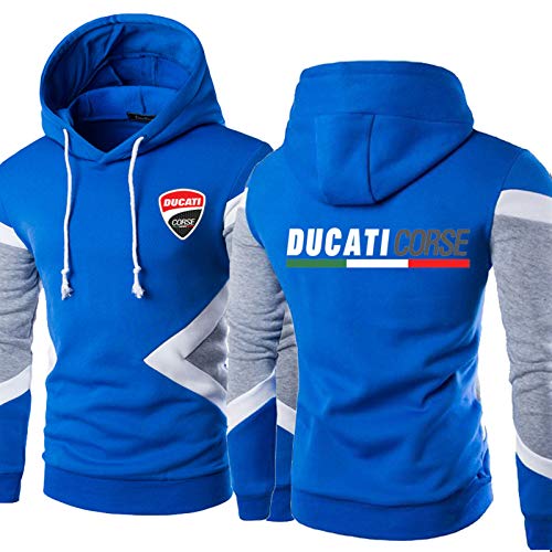 RLJqwad Sweat à Capuche Homme Ducati Sweat Sweat à Manches Longues Sportswear Pull à Capuche à Capuche Quatre Saisons Casual Sweatshirt Extérieurs-Hommes Cadeaux Blue-Medium Cover