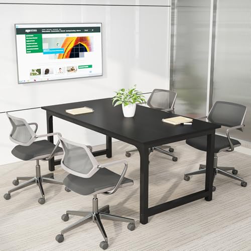 Image of Tribesigns Modern Computer Desk, 63 x 31.5 inch Large Office Desk Computer Table Study Writing Desk Workstation for Home Office, Black
