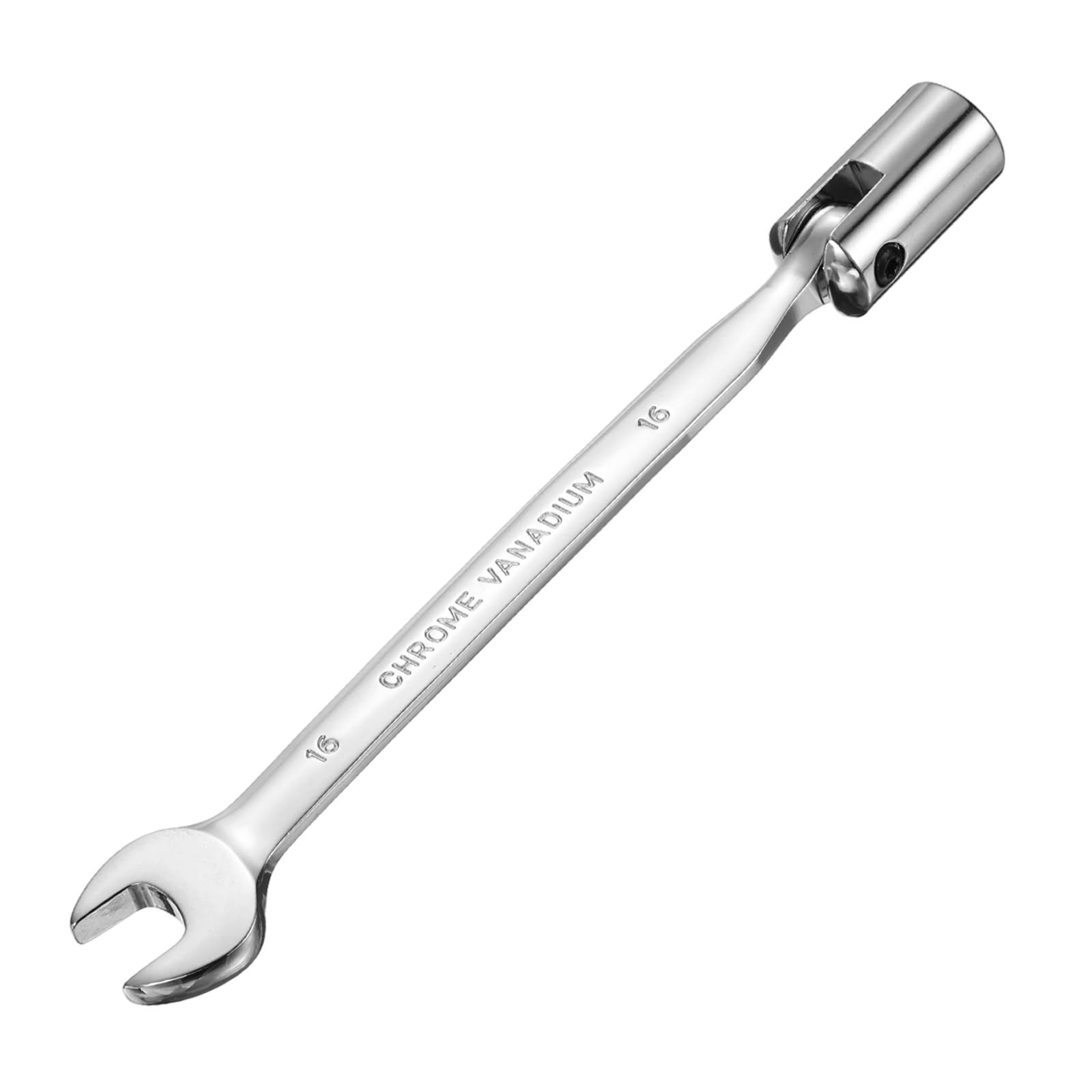 sourcing map 16mm Swivel Head Socket Combination Spanner Wrench CR-V Steel Rotary Torx Socket Head Open End Wrenches Spanner Mirror Polishing for Auto Car Repairing