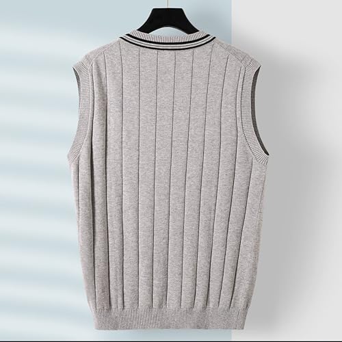 Maiyifu-GJ Men's Slim Knitted Pullover Sweater Solid Color Sleeveless Casual Knitwear Plain Cotton Comfy Vest2
