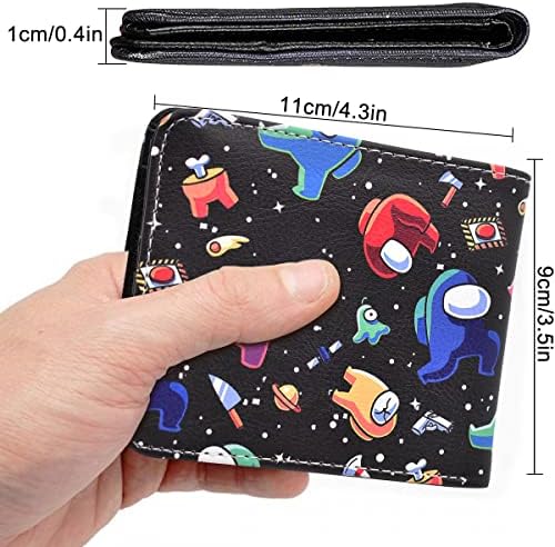 simyron Kids Leather Wallet Among Boys Bi-Fold Wallet, Us Kids Among Anime Games Wallet for Video Game Fans, Strategy Casual Game Printing Purse for Boys Girls - Black