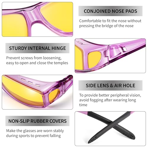 Image of URUMQI Night Vision Driving Glasses Fit Over Eyeglasses for Men Women