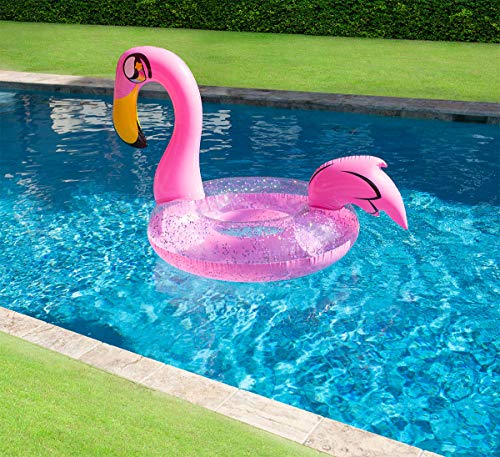Poolcandy Inflatable Glitter Flamingo - 48" Jumbo Beach & Pool Tube #TOP2