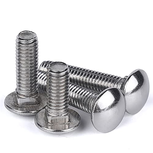 Cilky 10pcs Square Round Head Bolt M4/M6 Carriage Bolt Neck Carriage Bolt 304 Stainless Steel Round Head Square Metal Screws(M6*30mm)