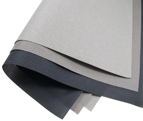 Image of KCS 3 pc of 15 inch x 18 inch(38cmx45cm) 11 Count Cross Stitch Cotton Aida Cloth Needlework Rolled Fabric Box,11CT,Medium Grey+Dark Grey+Black