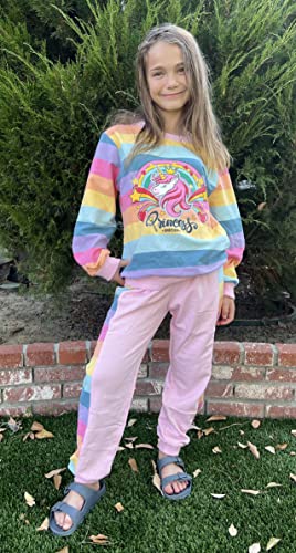 Image of Little Girls 2 Piece Outfits Ruffle Sleeve Unicorn Sweatshirts Top and Leggings Set School Outfits Kids Clothing Set