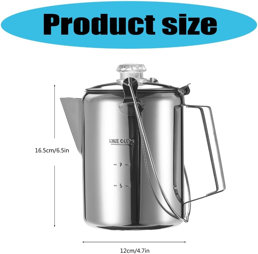 9 Cup Stainless Steel Percolator Coffee Pot for Outdoor Camping Coffee Maker