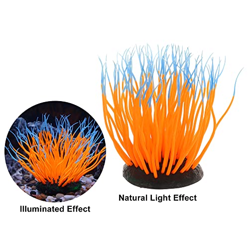 Image of VOCOSTE Soft Silicone Glowing Aquarium Simulation Coral 4.33 inch, Fluorescence Floating Aquatic Artificial Coral for Fish Tank Decoration, Orange