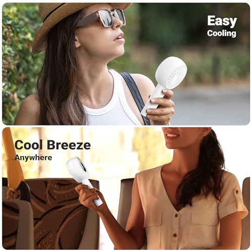 Image of Zebronics Heat Buster 200, Portable Hand Fan, Upto 12h Backup, 3600mAh Rechargeable Battery, 5 Speed Modes, Upto 5.9m /s Airflow, LED Display, for Travel, Makeup, Office, Home (White)
