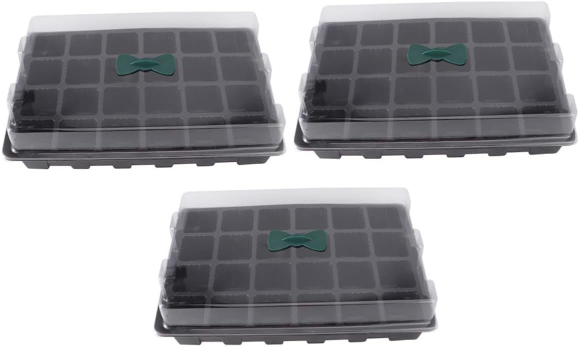 Milisten 3 Sets 24-Cell Plastic Plant Germination Trays Nursery Seedling Starter Boxes Gardening Propagation Supplies for Vegetable and Microgreens Growing