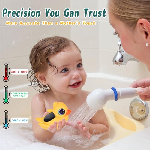 Image of Baby Bath Thermometer - Digital Floating Water Thermometer with LED Display & Color Temperature Alerts, Rechargeable Bath Toy for Infant Bathtub Safety, Newborn Bath Essentials Gift