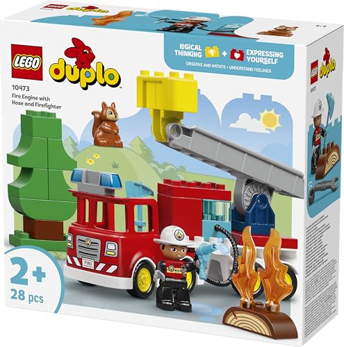 Image of LEGO DUPLO Town Fire Truck with Hose and Firefighter Emergency Rescue Vehicle Toy - 10473