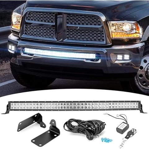Dasen 42 Inch Curved LED Light Bar & Hidden Front Bumper Mount Bracket Cover