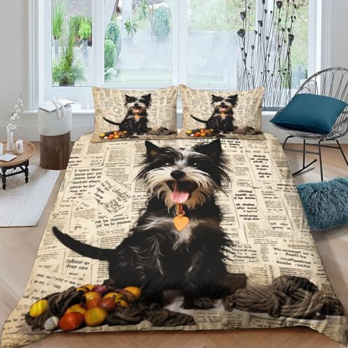 Housse de couette 3d journal rétro avec taies d'oreiller parure de lit double 200x200