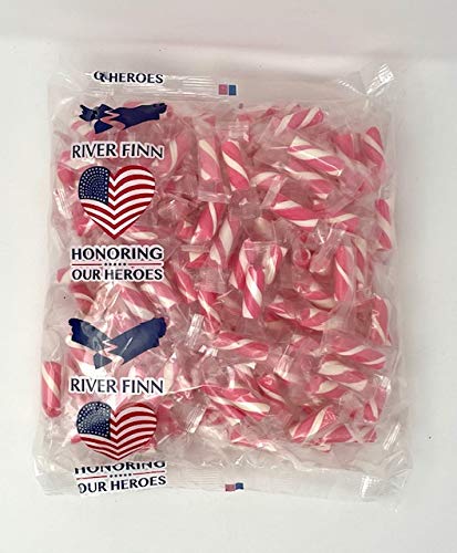 RiverFinn Mini Old Fashioned Candy Cane Sticks, BUBBLE GUM FLAVOR, Pink & White, Wrapped, Bulk/Wholesale, Great for Christmas Stockings, Baby Showers, Candy Buffets & Bowls, Gifts, Baking, Entertaining & More! (2 Pounds)