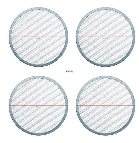 Image of Prime Bakers and Moulders Round Aluminium Pizza Screen mesh Tray for Oven- Set of 4 Pieces (12 Inch)