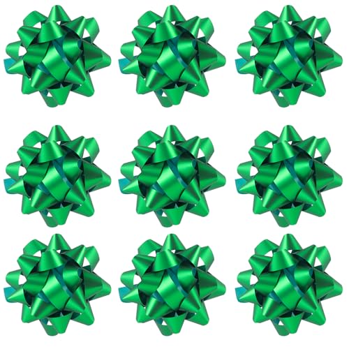 DYSHIPEN 24 Large Gift Bows 3.5 inches Bows for Gift Wrapping and Presents Christmas Bows for Parties Birthdays Weddings or Other Holidays. (Green)