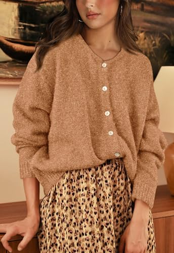 Image of PRETTYGARDEN Long Sleeve Crewneck Button Down Womens Sweaters Fall Open Front Chunky Cardigan Sweaters for Women 2026