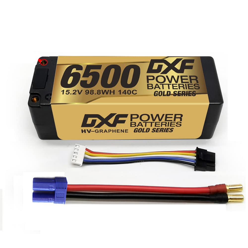DXF Batteria LiPo 4S 15.2V 6500mAh 140C HV Spina EC5 Auto RC 1/8 1/10 Truck Buggy Monster Alte Prestazioni Potente Robusta Gare Racing Modellismo 1 Pezzo