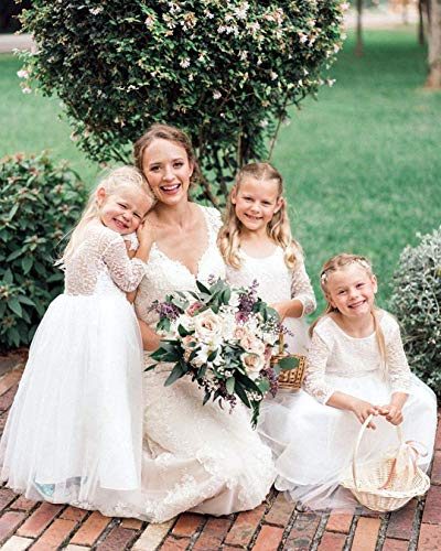 Image of Topmaker Flower Girl Dress for Toddler Baby Girls,Lace Tulle Dress for Wedding,Birthday Party,Photoshoot,Special Occasion