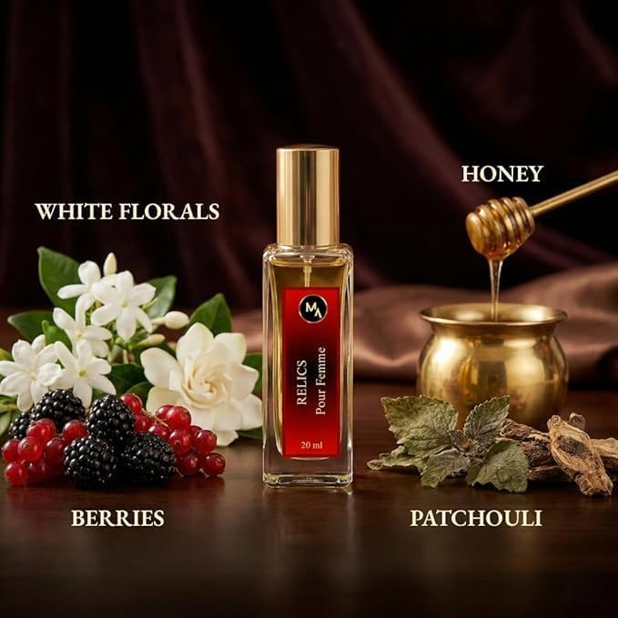 Image of MYSTIC AURA Relics Pour Femme | Eau de Parfum for Women | 20ml | Fruity Floral Fragrance | Long Lasting Luxury | Vegan & IFRA Compliant