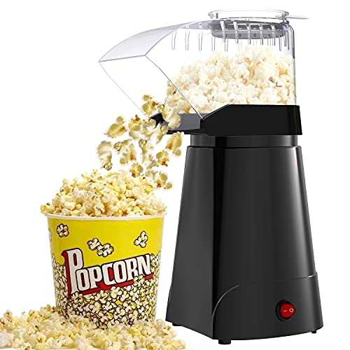 SLENPET 1200W Hot Air Popcorn Poppers Machine, Home Electric Popcorn Maker with Measuring Cup, 3 Min Fast Popping, ETL Certified, Oil Free, 98% Poping Rate, Great for Home Movie TV, Party (Black)