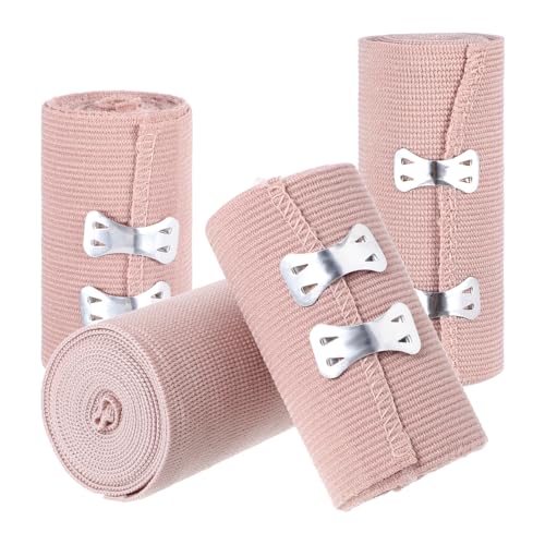 Healifty Sportbandage 4 stücke Elastische Medizinische Bandagen Wrap Kompressionsrolle mit Extra Metall Clips Sport Liefert (2 * 7,5 CM Breite und 2 * 10 CM Breite)