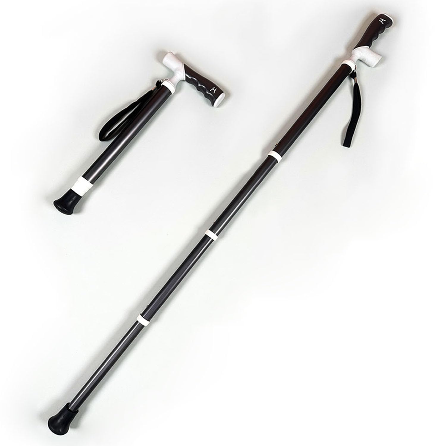 Telescopic Walking Stick for The Elderly, Crutches with 3 Adjustable Heights, Aluminum Alloy Crutch for Men and Women, Lightweight and Portable for Outdoor Activities, Hiking, Traveling (Black)