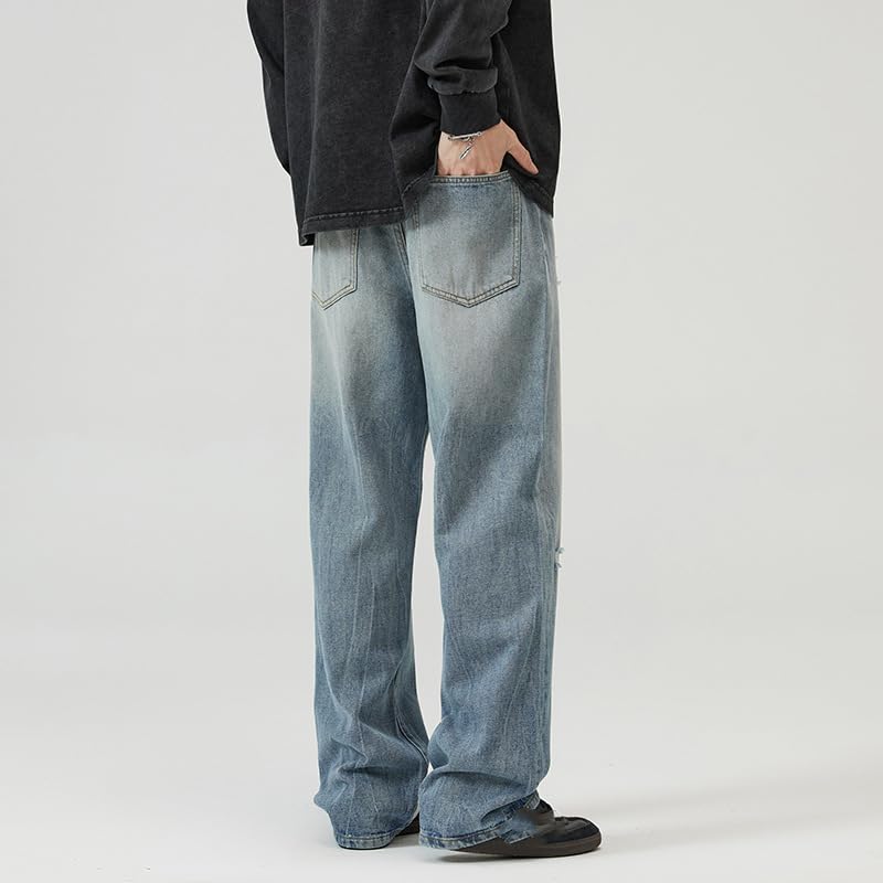 Men's Jeans Summer Printed Loose American Denim Pants4