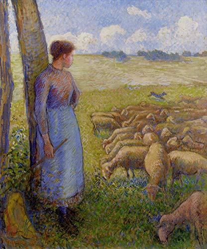 Peinture bergère et mouton Pissarro faite main par des peintres académiques sur toile