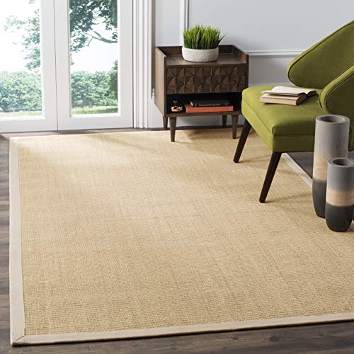 SAFAVIEH Natural Fiber Collection Accent Rug - 4' x 6', Maize & Wheat, Border Sisal Design, Easy Care, Ideal for High Traffic Areas in Entryway, Living Room, Bedroom (NF441K)