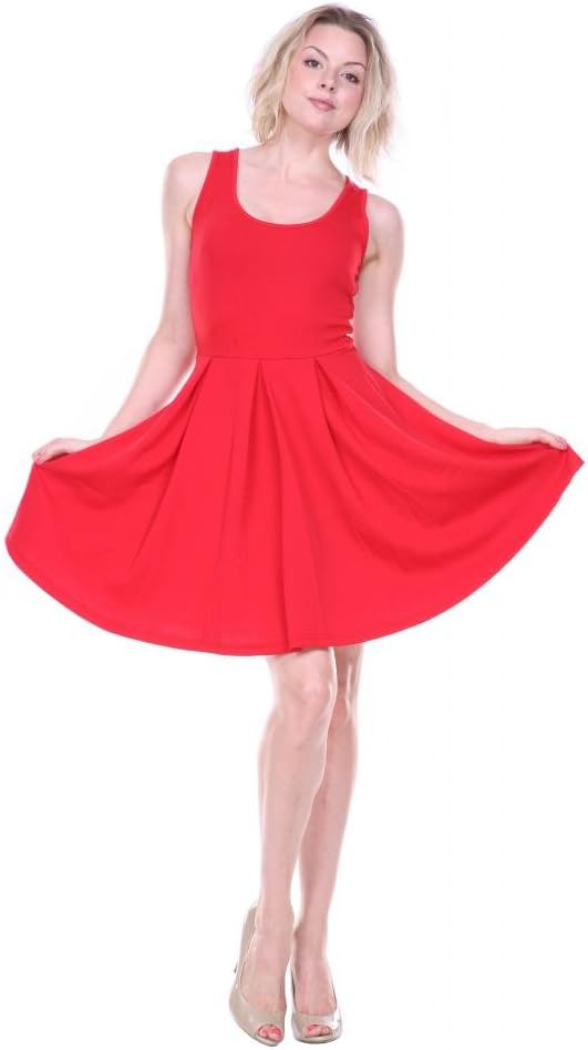 White Mark Universal 826-91-M Crystal Fit & Flare Dress - Red - Medium