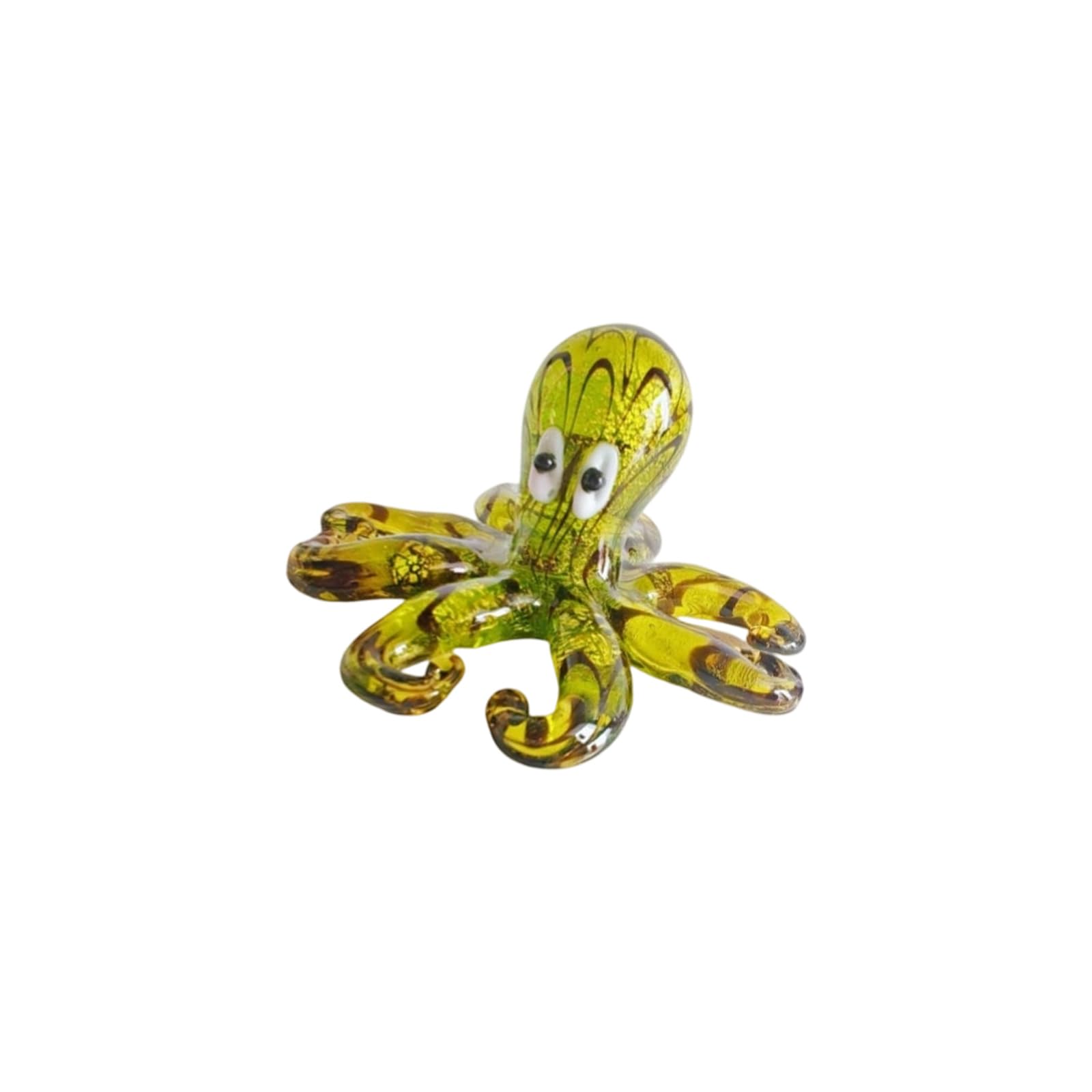 Uitndvyte Green Silver Foil Artistic Colorful Octopuses Glass Miniature Figurine Decors Desktop Ornament Perfect Present For Christmas Housewarmings Party Octopuses Figurine Colorful Miniature Gifts