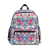 ZZKKO Beach Ocean Sea Colorful Mermaid Scale Kids Backpack Pre-School Bag for Kindergarten Toddler Boy Girls