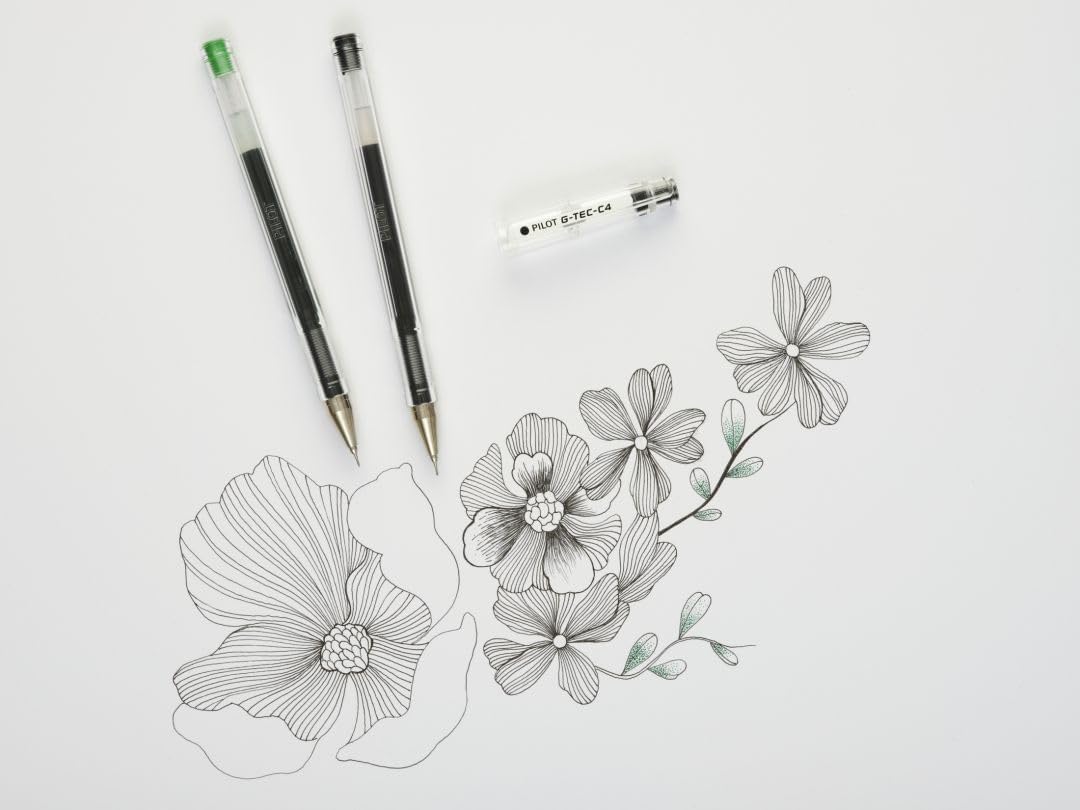 Pilot G-Tec C4 Gel Ink Rollerball Pen - 0.4mm Nib - 0.2mm Line - Pack of 9 Colours