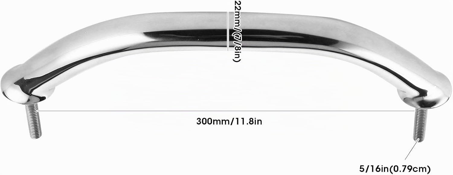 Aramox Boot Hardware Handlauf Griff, Edelstahl Marine Boot Griff Tür Haltegriff Silber für Bootsluke Yacht Badezimmer (300mm)