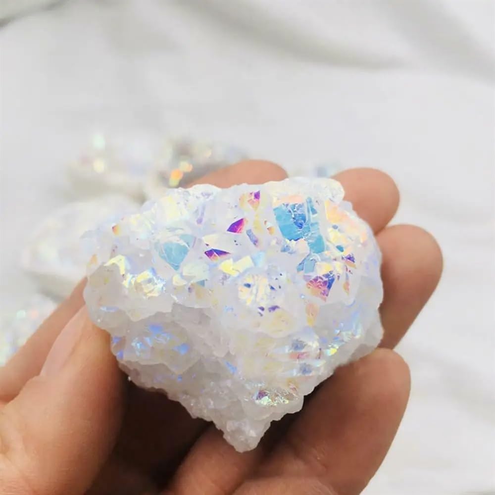 YLQUXEUV Stone White Angel Quartz Electroplated Crystal Cluster Colored Point Geode Decoration(30g)