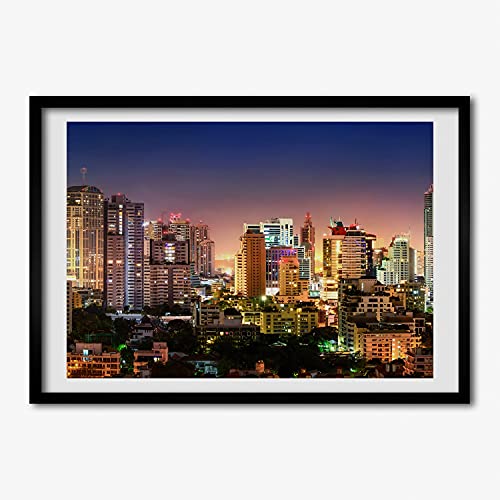 Cadre bois moderne Tulup 70x50 cm pour habiller un mur vide avec Bangkok de nuit